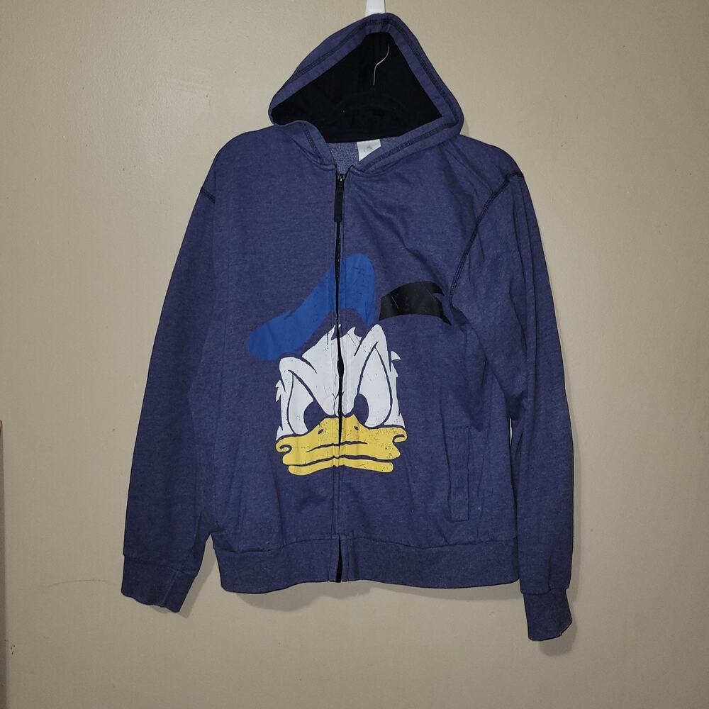 Disney Sweater Womens Size Blue Donald The Duck Zipper Hooded Disney Hong Kong M